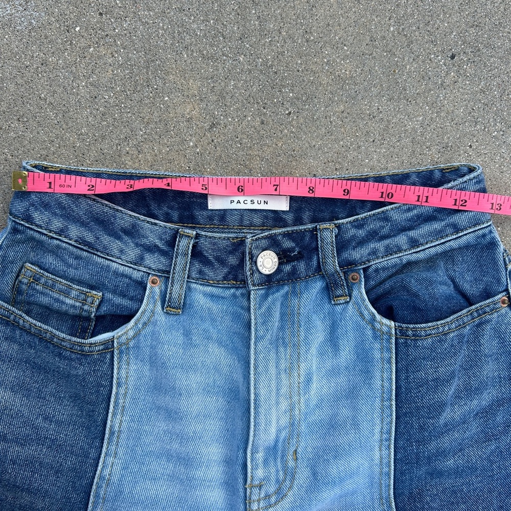 Pacsun 90's Boyfiend Two Tone High Rise 5 Pocket Long Leg Denim Blue Jeans Sz 25 - Picture 7 of 11